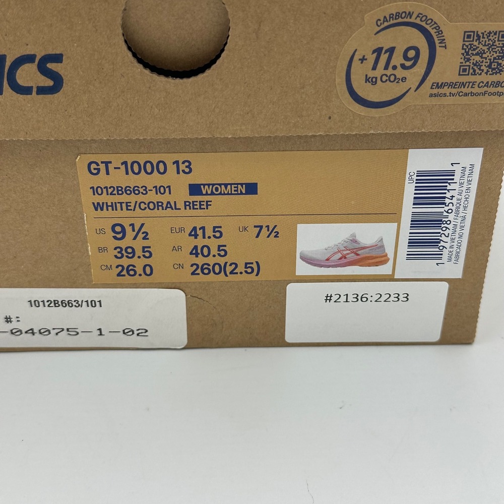 ASICS GT-1000 13 FlyteFoam PureGEL White Coral Reef Women 9.5 Running NIB‎ Shoes - Picture 10 of 11